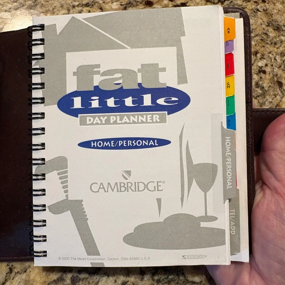 NEW Mead Cambridge Fat Little Day Planner Undated Organizer Brown Vintage 2001